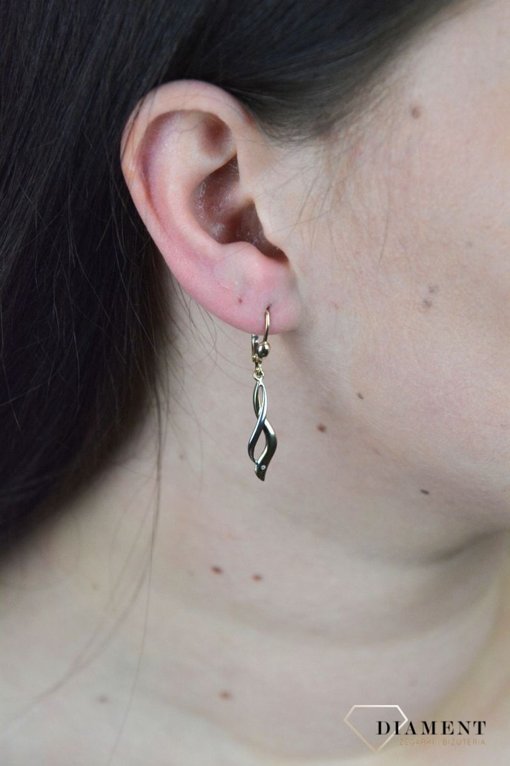 Złote kolczyki wiszące z dodatkiem białego złota KL 7424.jpg